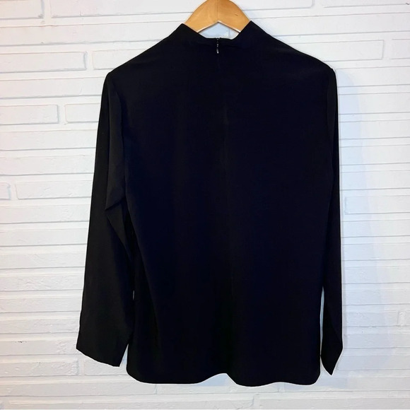 Chico’s Black Choker Neck Gold Faux Button Long Sleeve Blouse, Women’s Size 12 - Picture 7 of 12